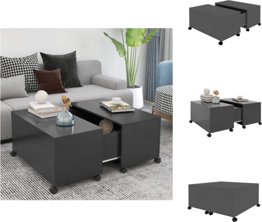 VidaXL Salontafel Salontafels Koffietafel Koffietafels Salontafel 75x75x38 cm bewerkt hout grijs - Foto 2