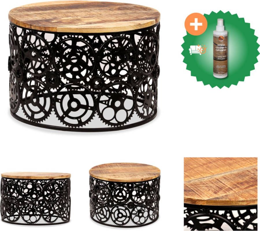 VidaXL Salontafel Steampunk 60 x 40 cm Mangohout en staal Tafel Inclusief Houtreiniger en verfrisser