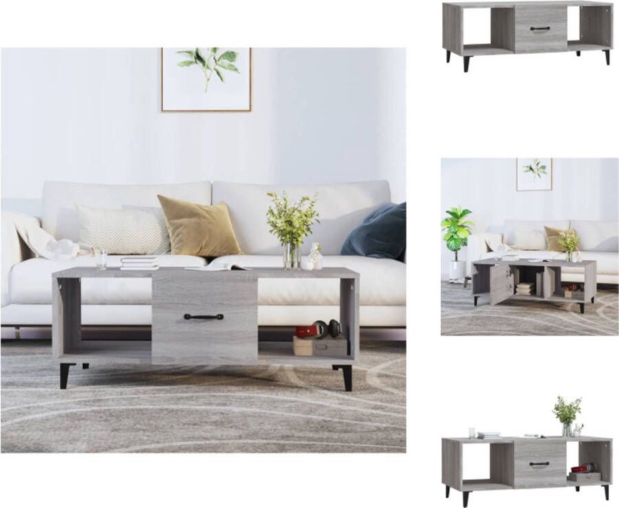 VidaXL Salontafel Salontafels Tafel Bijzettafel Salontafel 102x50x40 cm bewerkt hout grijs sonoma eikenkleurig