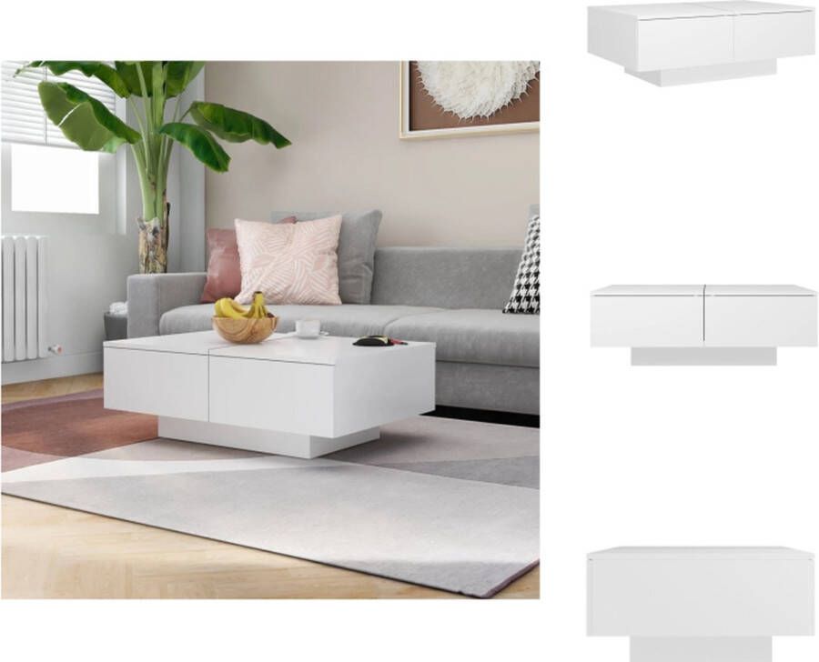 VidaXL Salontafel Salontafels Koffie Tafel Koffie Tafels Salontafel 90x60x31 cm bewerkt hout wit - Foto 2