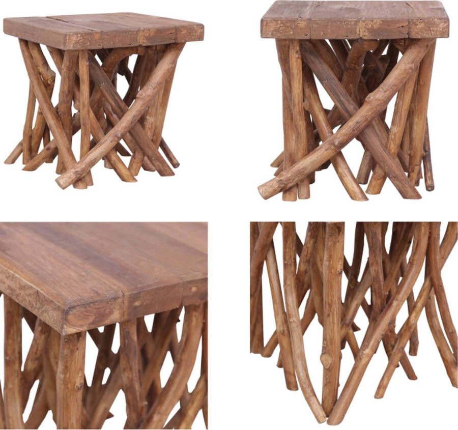 VidaXL Salontafel takken 40x40x40 cm gemengd gerecycled hout Salontafel Salontafels Banktafel Banktafels