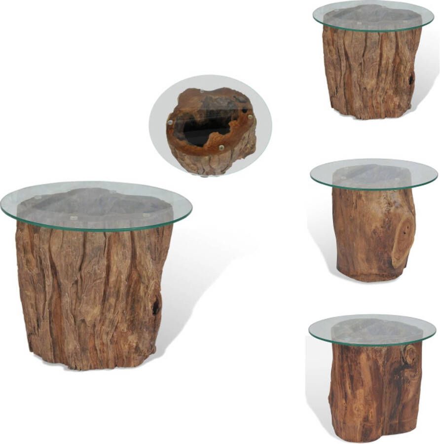 VidaXL Salontafel Salontafels Koffie Tafel Koffie Tafels Salontafel 50x40 cm teakhout en glas