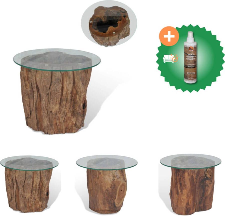 VidaXL Salontafel 50x40 cm teakhout en glas Tafel Inclusief Houtreiniger en verfrisser