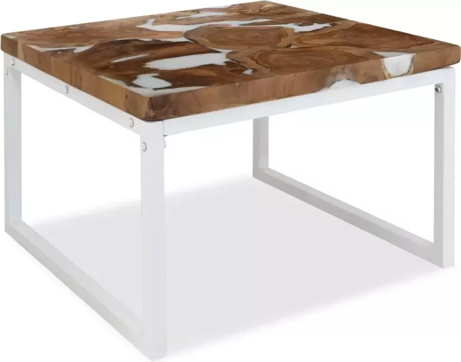 VidaXL Salontafel teakhars 60x60x40 cm wit en bruin