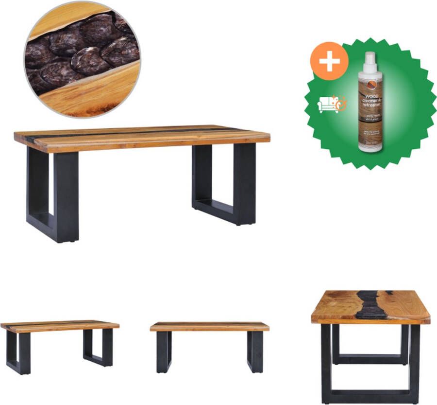 VidaXL Salontafel Teakhout 100 x 50 x 40 cm Handgemaakt Rustieke Charme Tafel Inclusief Houtreiniger en verfrisser