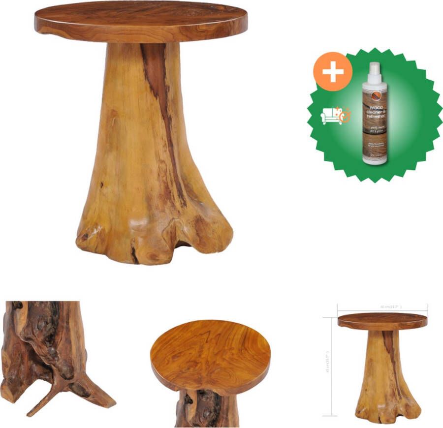 VidaXL Salontafel Teakhout 40 x 40 cm Unieke handgemaakte tafel met wortelstandaard Tafel Inclusief Houtreiniger en verfrisser