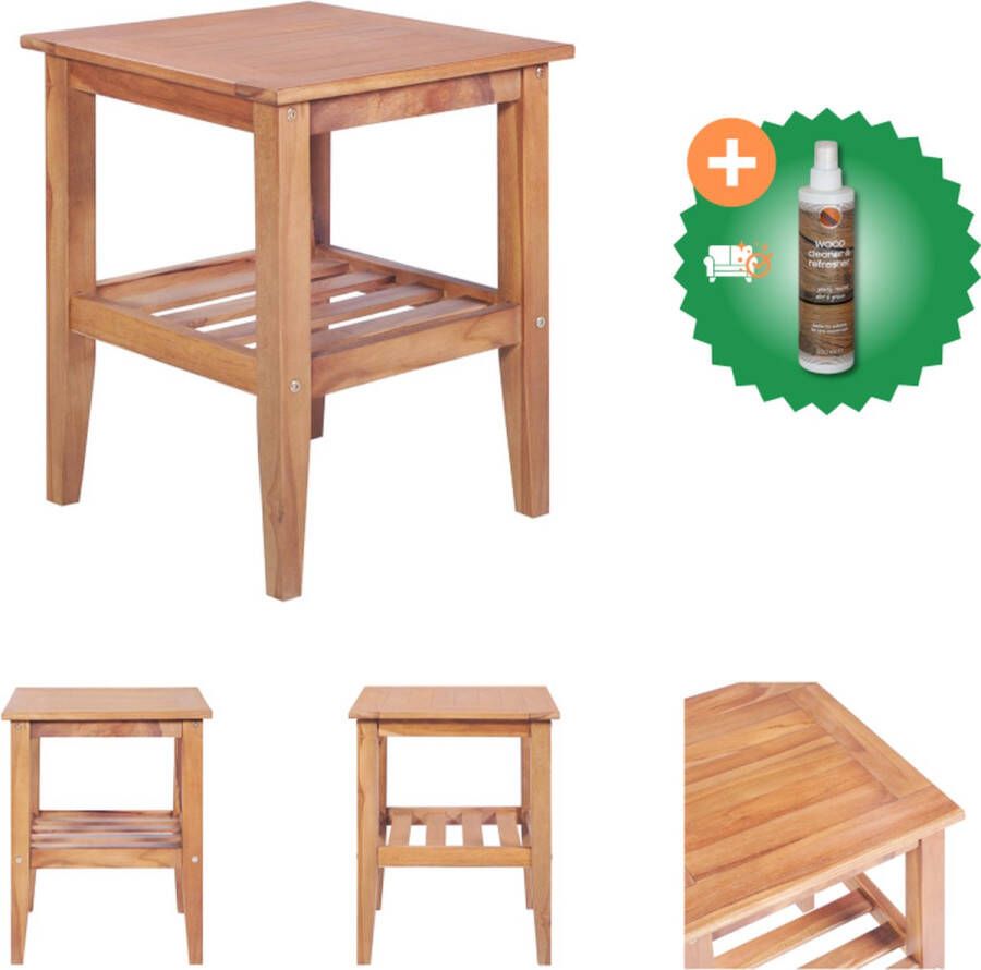 VidaXL Salontafel vierkant 40x40x50 cm massief teakhout Tafel Inclusief Houtreiniger en verfrisser