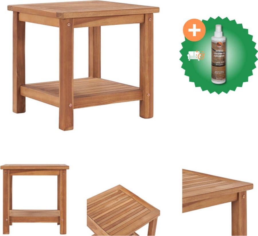 VidaXL Salontafel Teakhout 45 x 45 x 45 cm Met schap Tafel Inclusief Houtreiniger en verfrisser