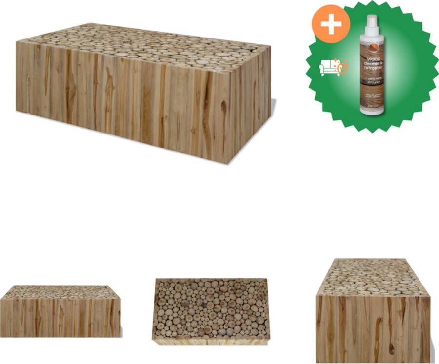 VidaXL Salontafel Teakhout 90 x 50 x 30 cm Handgemaakt Tafel Inclusief Houtreiniger en verfrisser