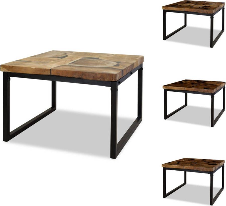 VidaXL Salontafel Salontafels Bijzettafel Bijzettafels Salontafel 60x60x40 cm teakhout en hars - Foto 3
