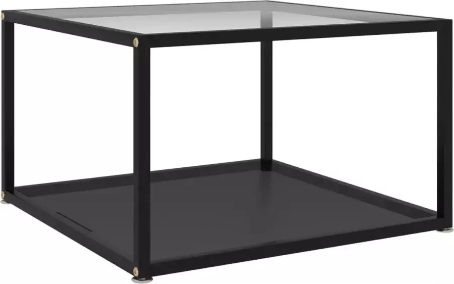 vidaXL Salontafel transparant en zwart 60x60x35 cm gehard glas