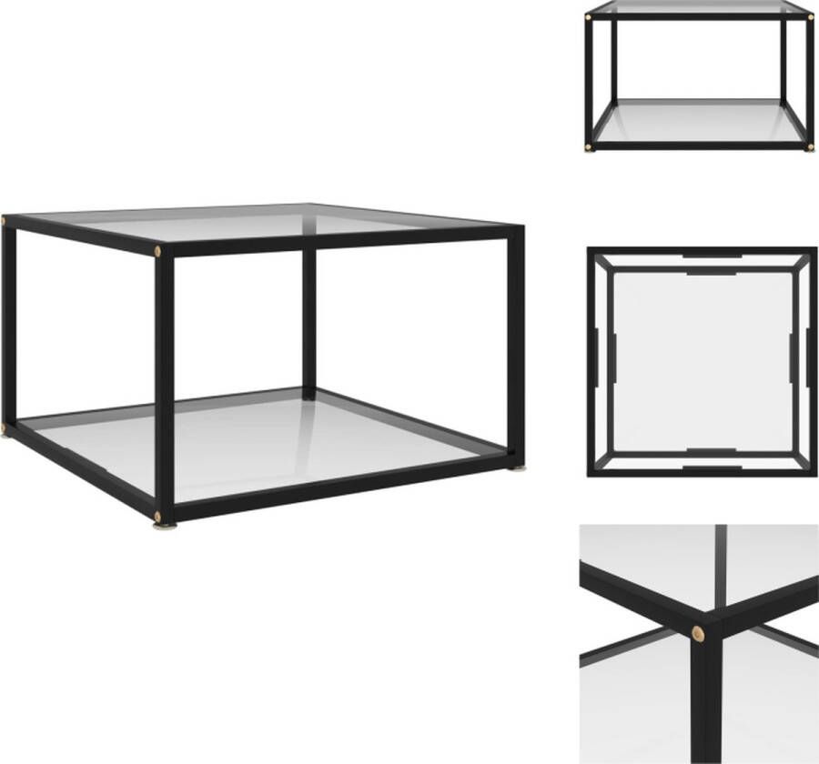 VidaXL Salontafel Transparant Gehard Glas 60 x 60 x 35 cm 2 laags Tafel