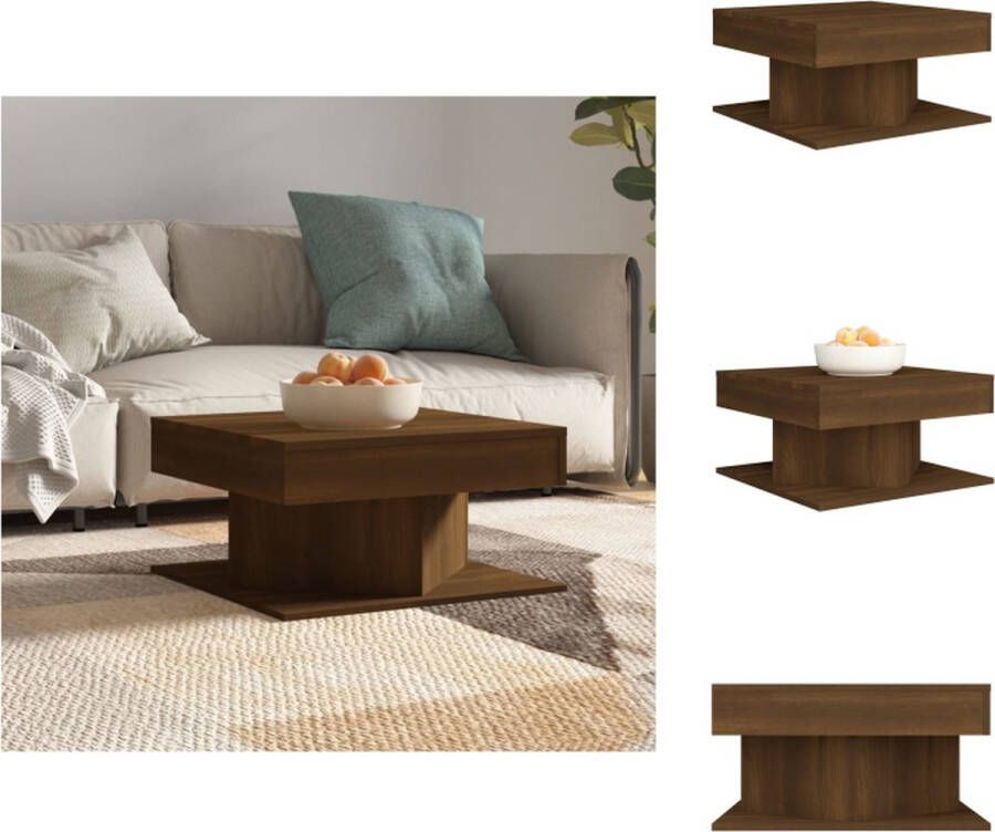 VidaXL Salontafel Salontafels Bijzettafel Tafel Salontafel 57x57x30 cm bewerkt hout bruineikenkleurig - Foto 2