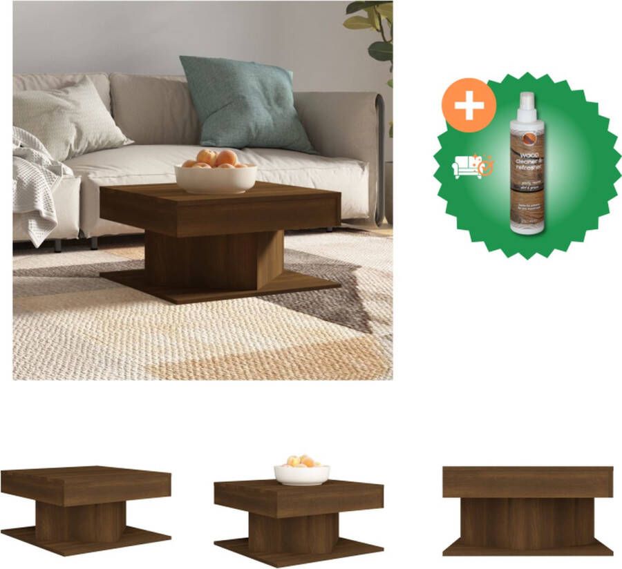 VidaXL Salontafel Trendy Bruineiken 57 x 57 x 30 cm Hoogwaardig bewerkt hout Tafel Inclusief Houtreiniger en verfrisser