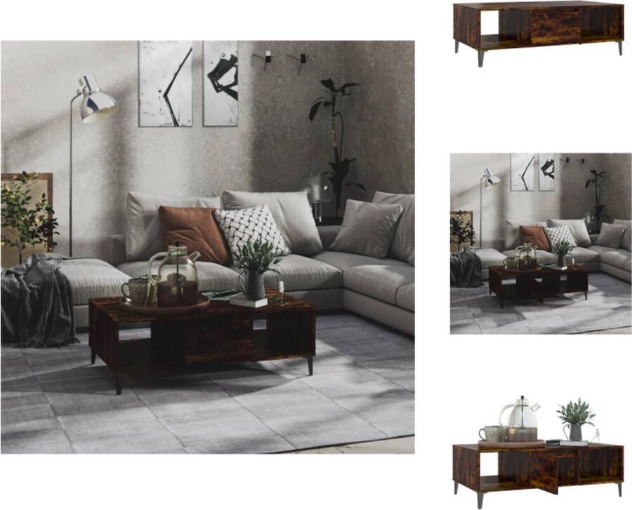 VidaXL Salontafel Salontafels Woonkamertafel Banktafel Salontafel 103 5x60x35 cm bewerkt hout gerookt eikenkleurig - Foto 2