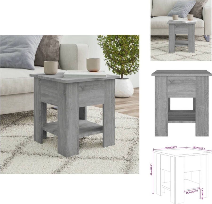 VidaXL Salontafel Salontafels Woonkamertafel Banktafel Salontafel 40x40x42 cm bewerkt hout grijs sonoma eikenkleurig
