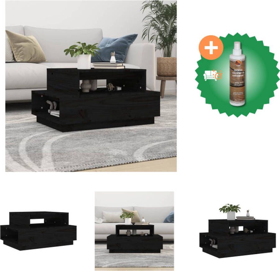 VidaXL Salontafel Trendy Houten Bijzettafel Afmetingen- 80 x 55 x 40.5 cm Ken- Massief grenenhout Tafel Inclusief Houtreiniger en verfrisser