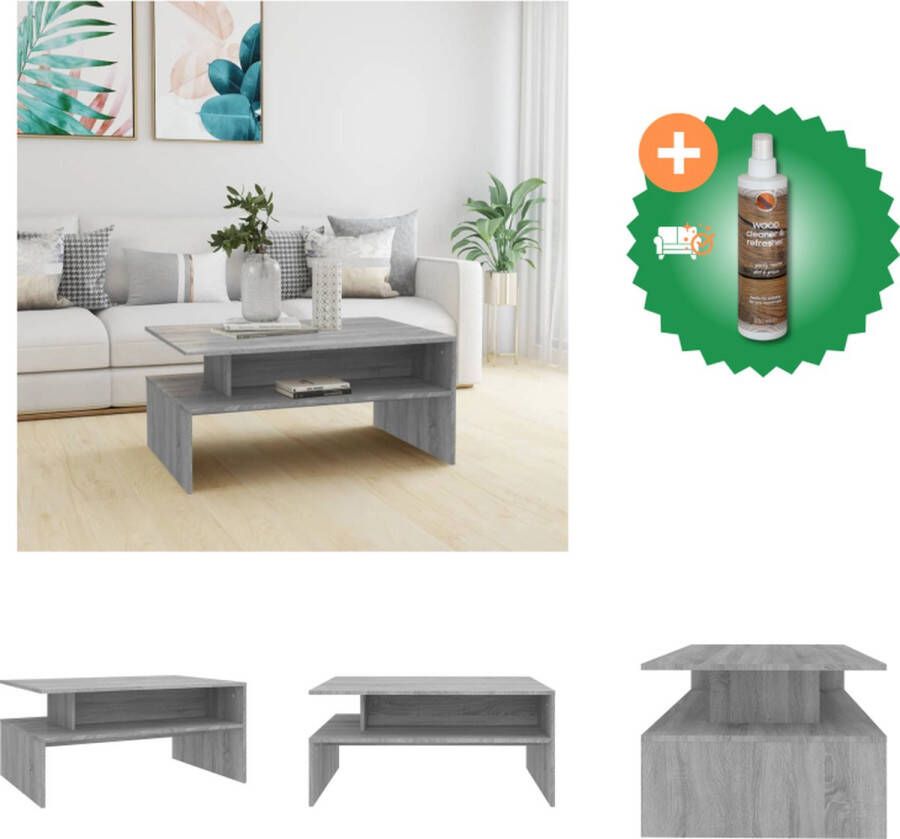 VidaXL Salontafel 90x60x42-5 cm bewerkt hout grijs sonoma eikenkleurig Tafel Inclusief Houtreiniger en verfrisser