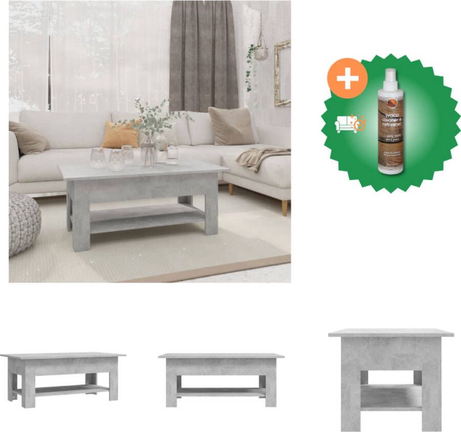 VidaXL Salontafel Trendy Tafel 102 x 55 x 42 cm Betongrijs Tafel Inclusief Houtreiniger en verfrisser