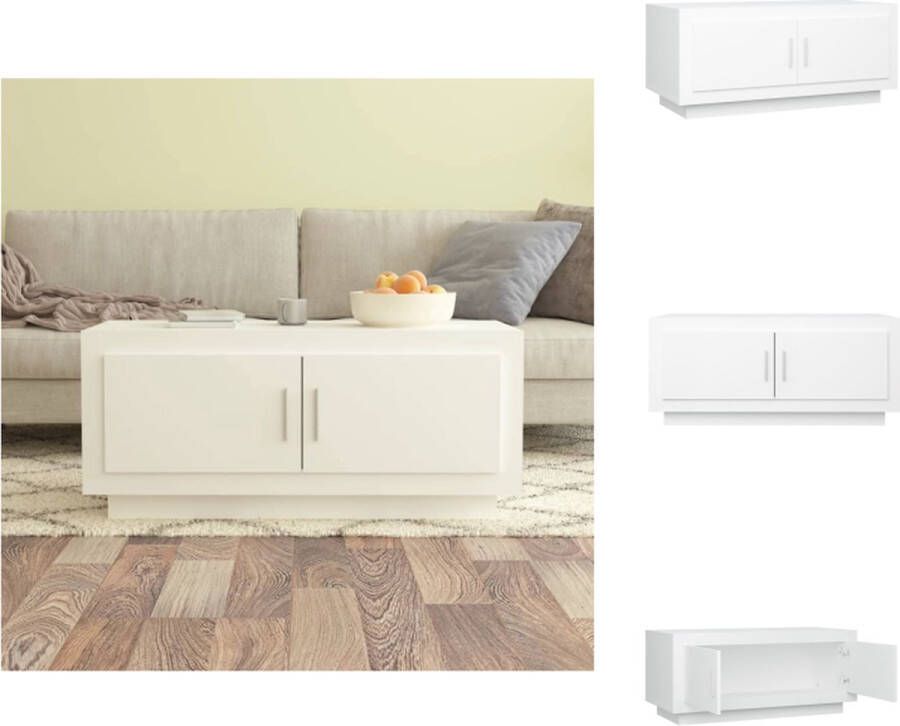 VidaXL Salontafel Salontafels Bijzettafel Tafel Salontafel 102x50x45 cm bewerkt hout wit - Foto 2