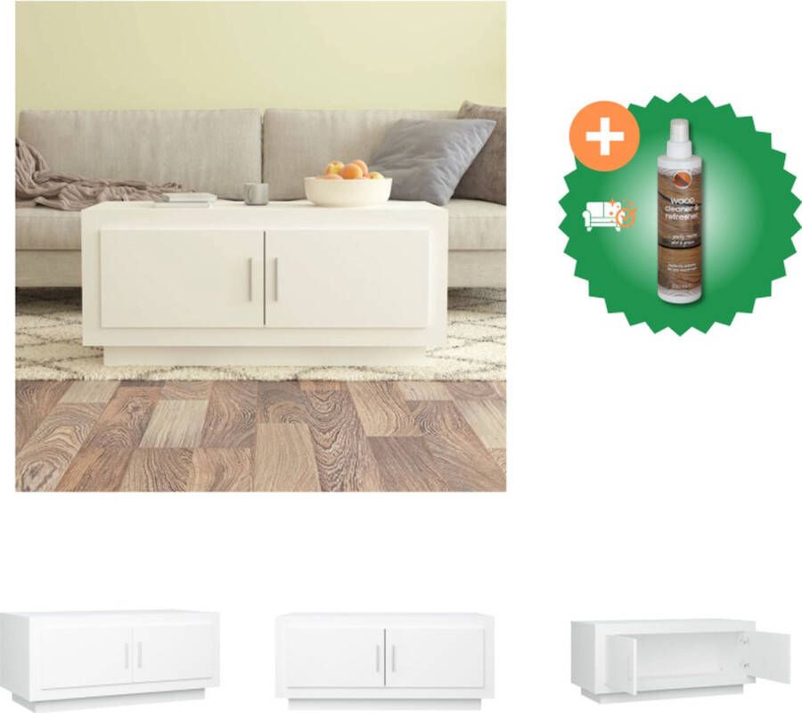 VidaXL Salontafel Trendy wit 102 x 50 x 45 cm Stevig frame Tafel Inclusief Houtreiniger en verfrisser - Foto 2