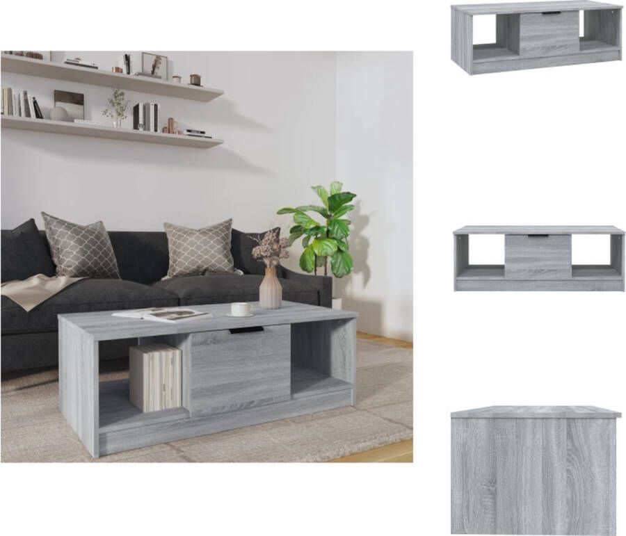 VidaXL Salontafel Salontafels Bijzettafel Tafel Salontafel 102x50x36 cm bewerkt hout grijs sonoma eikenkleurig - Foto 2