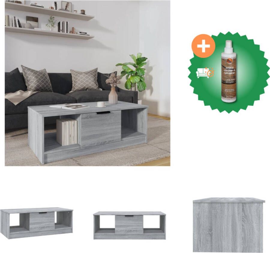 VidaXL Salontafel Trendy Woonkamermeubel 102 x 50 x 36 cm Grijs Sonoma Eiken Tafel Inclusief Houtreiniger en verfrisser
