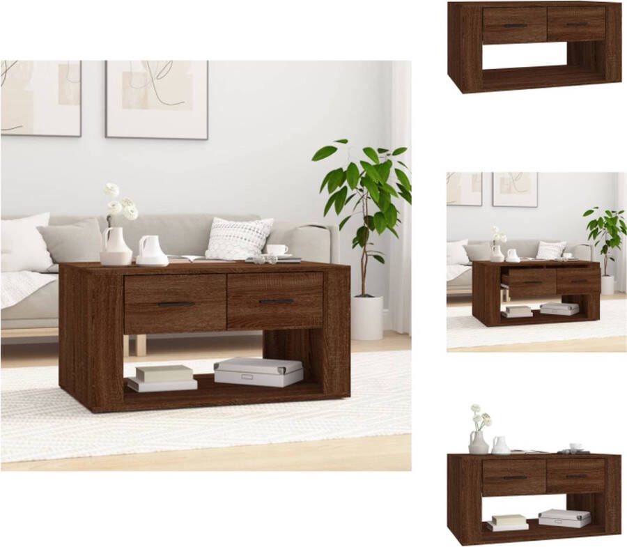 VidaXL Salontafel Salontafels Tafel Bijzettafel Salontafel 80x50x40 cm bewerkt hout bruineikenkleurig - Foto 2