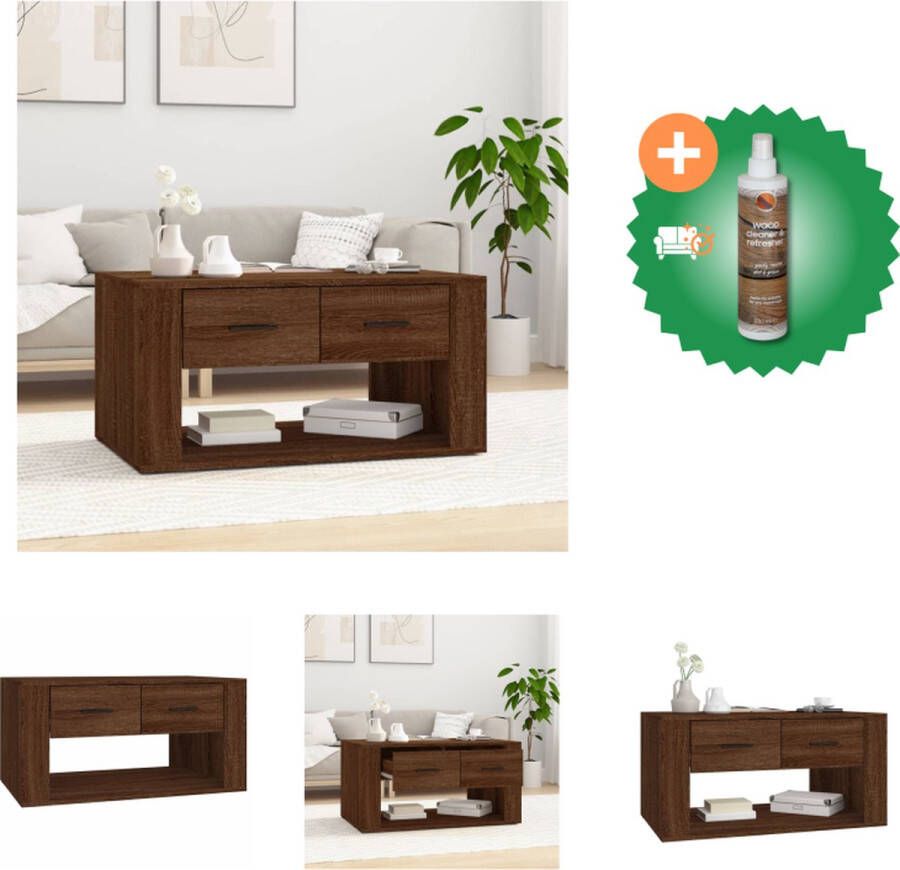 VidaXL Salontafel Unieke Visuele Opkikker Bewerkt Hout 80 x 50 x 40 cm Tafel Inclusief Houtreiniger en verfrisser