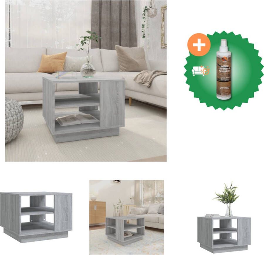 VidaXL Salontafel 55x55x43 cm spaanplaat grijs sonoma eikenkleurig Tafel Inclusief Houtreiniger en verfrisser