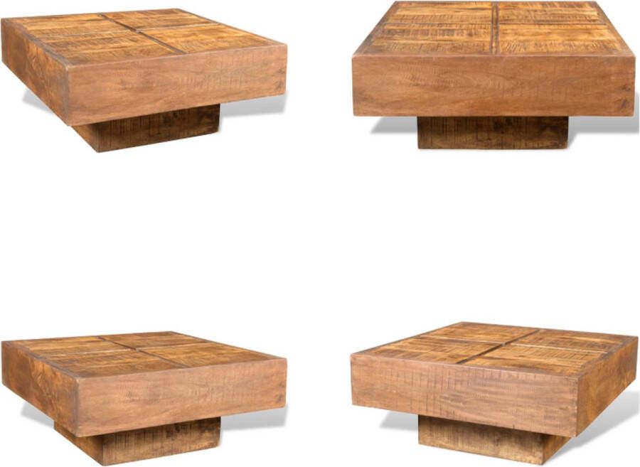 VidaXL Salontafel vierkant massief mangohout bruin Salontafel Salon Tafel Salon Tafels