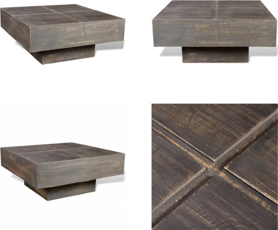 VidaXL Salontafel vierkant massief mangohout donkerbruin Salontafel Salon Tafel Salon Tafels