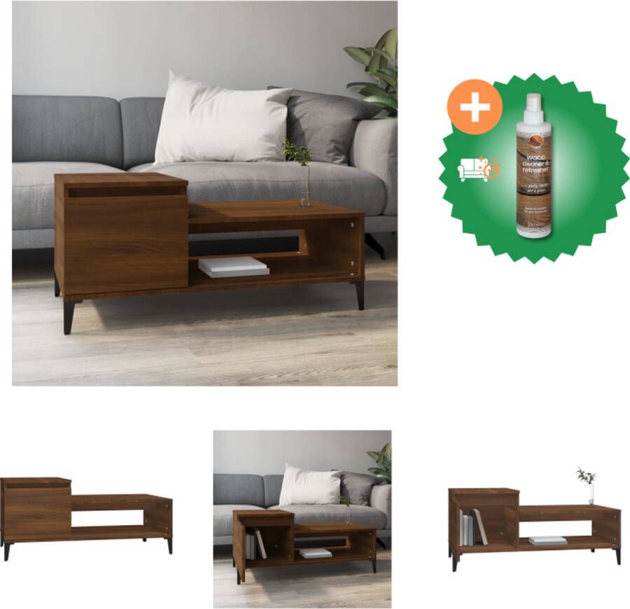 VidaXL Salontafel Bruineiken 100 x 50 x 45 cm (L x B x H) Duurzaam materiaal Tafel Inclusief Houtreiniger en verfrisser - Foto 2
