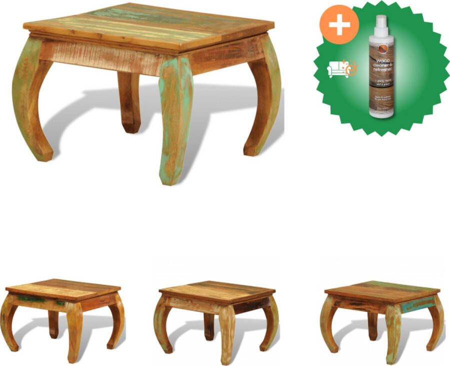 VidaXL Salontafel Vintage Gerecycled hout 60x60x45 cm Tafel Inclusief Houtreiniger en verfrisser