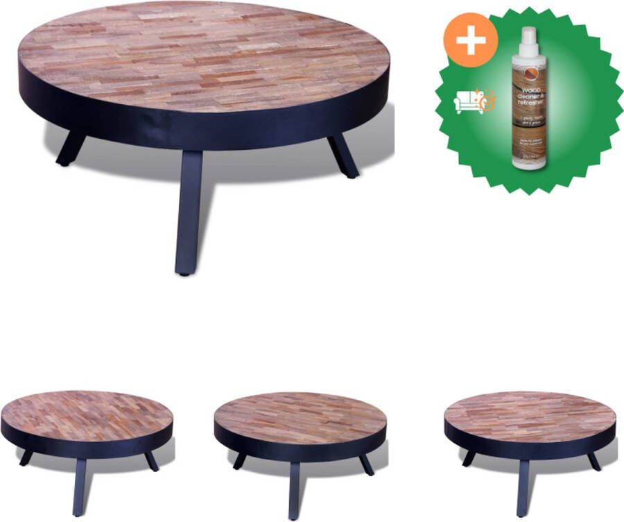VidaXL Salontafel Vintage Gerecycled Hout Ø76x31cm Handgemaakt Tafel Inclusief Houtreiniger en verfrisser
