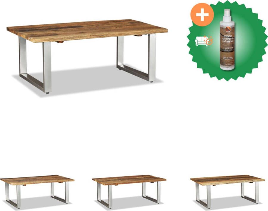VidaXL Salontafel Vintage Hout 100x60x38 cm Handgemaakt van gerecycled hout Tafel Inclusief Houtreiniger en verfrisser