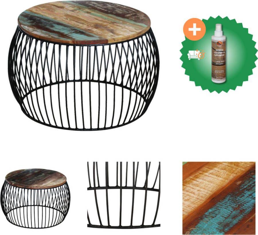 VidaXL Salontafel Vintage Houten Gerecycled 68x37 cm Handgemaakt Tafel Inclusief Houtreiniger en verfrisser