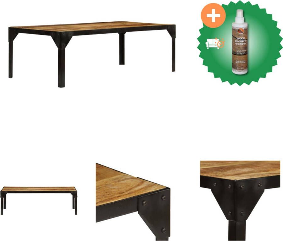 VidaXL Salontafel Vintage Industrieel 110 x 55 x 35 cm Handgemaakt van Mangohout en Staal Tafel Inclusief Houtreiniger en verfrisser