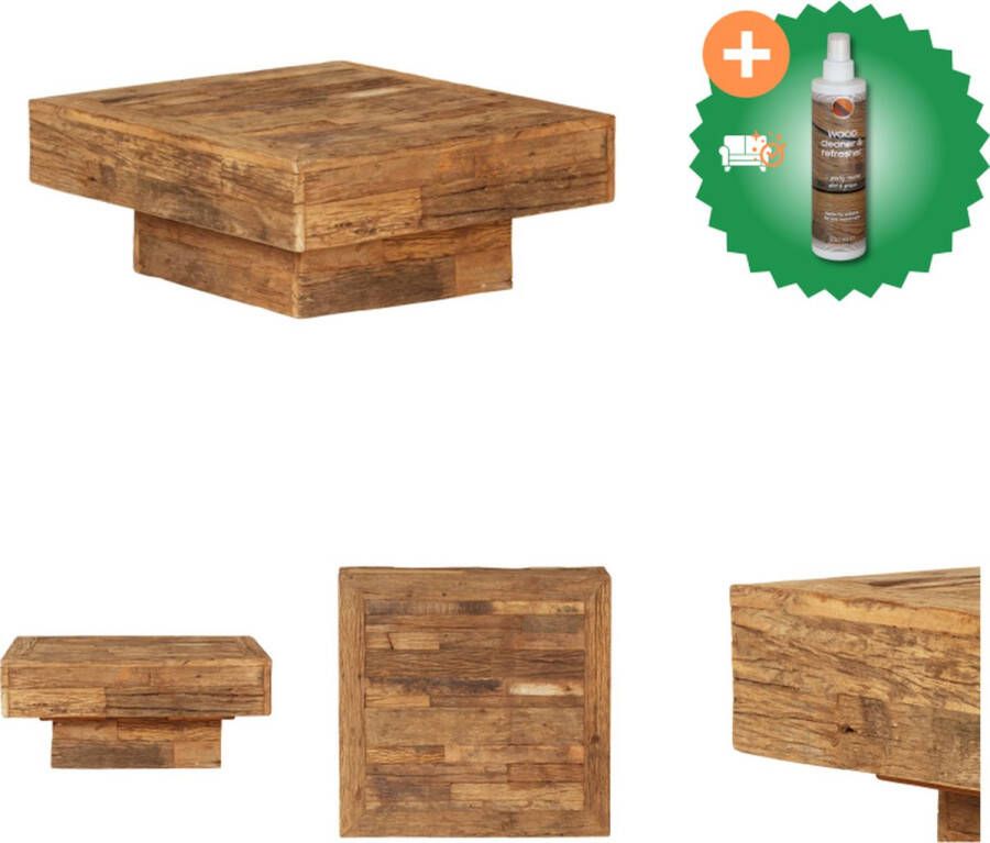 VidaXL Salontafel Vintage Stijl 70 x 70 x 30 cm Massief Recycled Hout Tafel Inclusief Houtreiniger en verfrisser