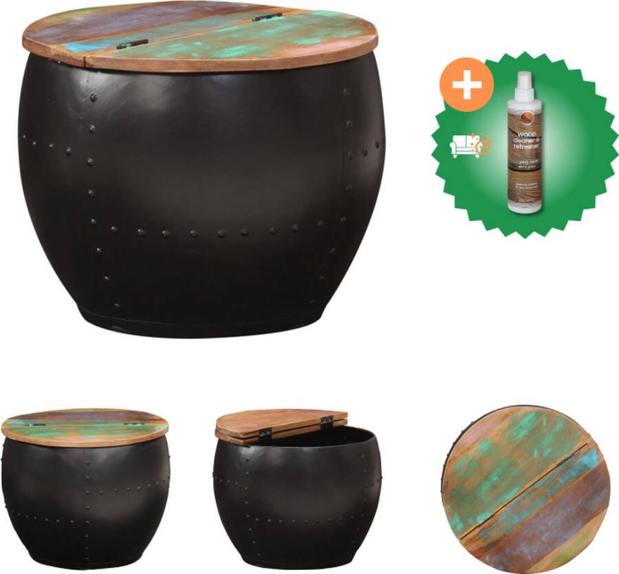 VidaXL Salontafel Vintage Stijl Gerecycled Hout 53 x 43 cm Handgemaakt Tafel Inclusief Houtreiniger en verfrisser