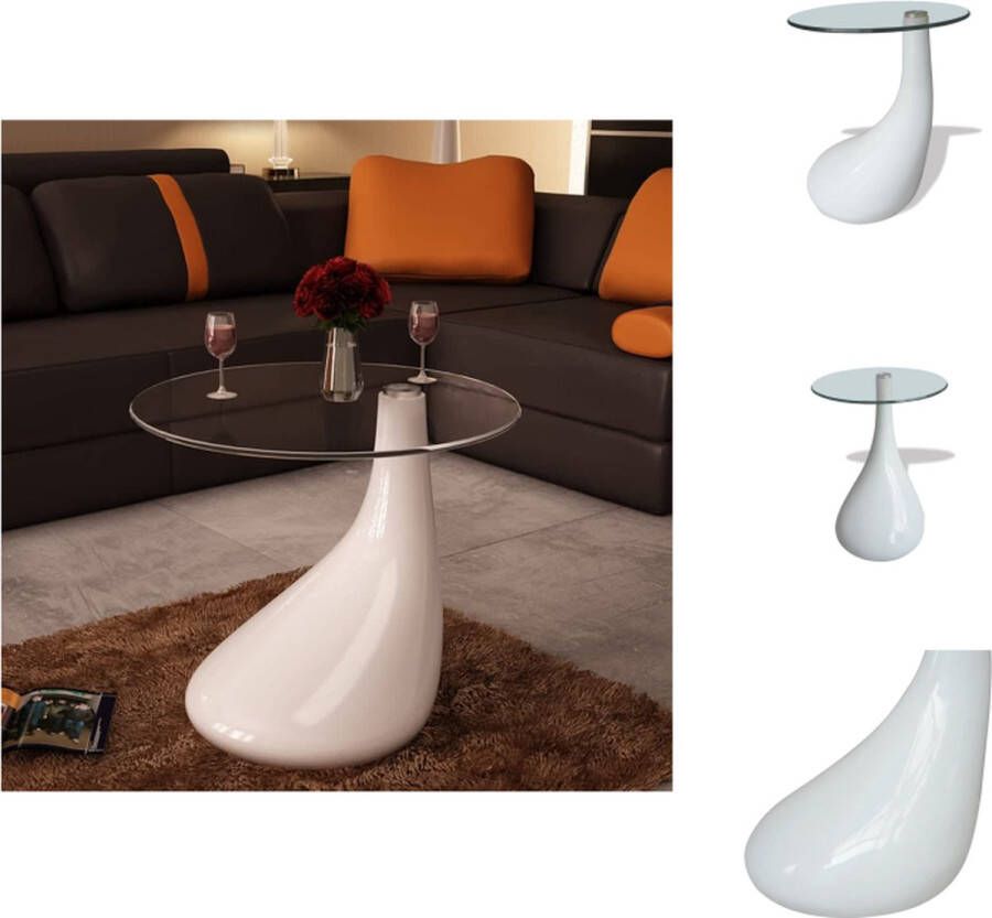 VidaXL Salontafel Salontafels Salon Tafel Salon Tafels Salontafel met rond glazen tafelblad hoogglans wit
