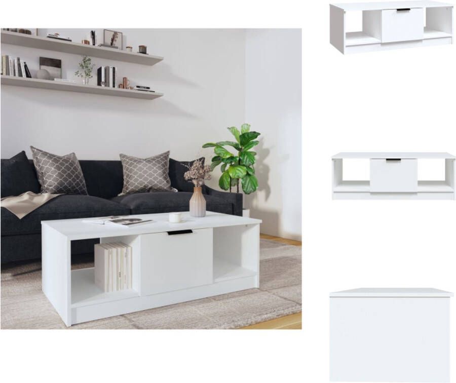 VidaXL Salontafel Salontafels Bijzettafel Tafel Salontafel 102x50x36 cm bewerkt hout wit - Foto 2