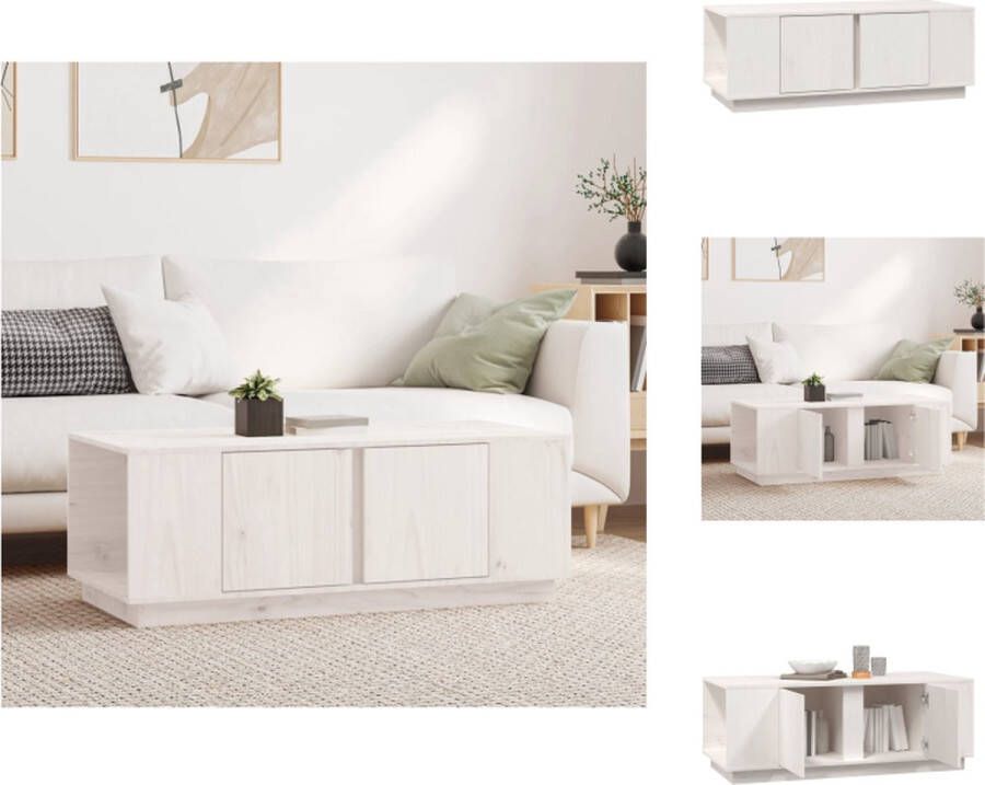 VidaXL Salontafel Salontafels Tafel Bijzettafel Salontafel 110x50x40 cm massief grenenhout wit - Foto 2