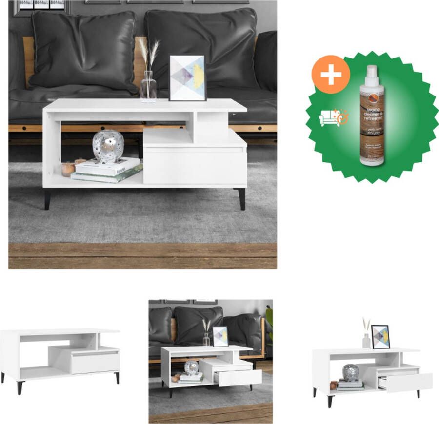 VidaXL Salontafel Wit 90 x 49 x 45 cm Duurzaam hout metaal Tafel Inclusief Houtreiniger en verfrisser - Foto 2