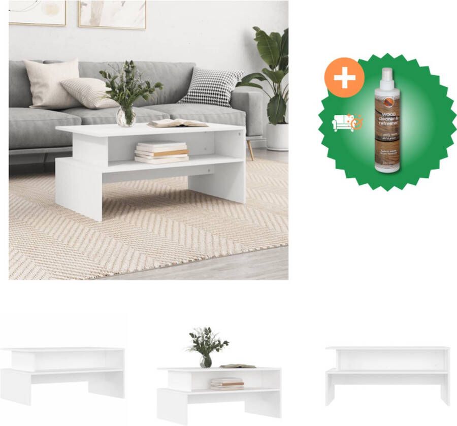 VidaXL Salontafel Wit 90 x 55 x 42.5 cm Duurzaam bewerkt hout Tafel Inclusief Houtreiniger en verfrisser