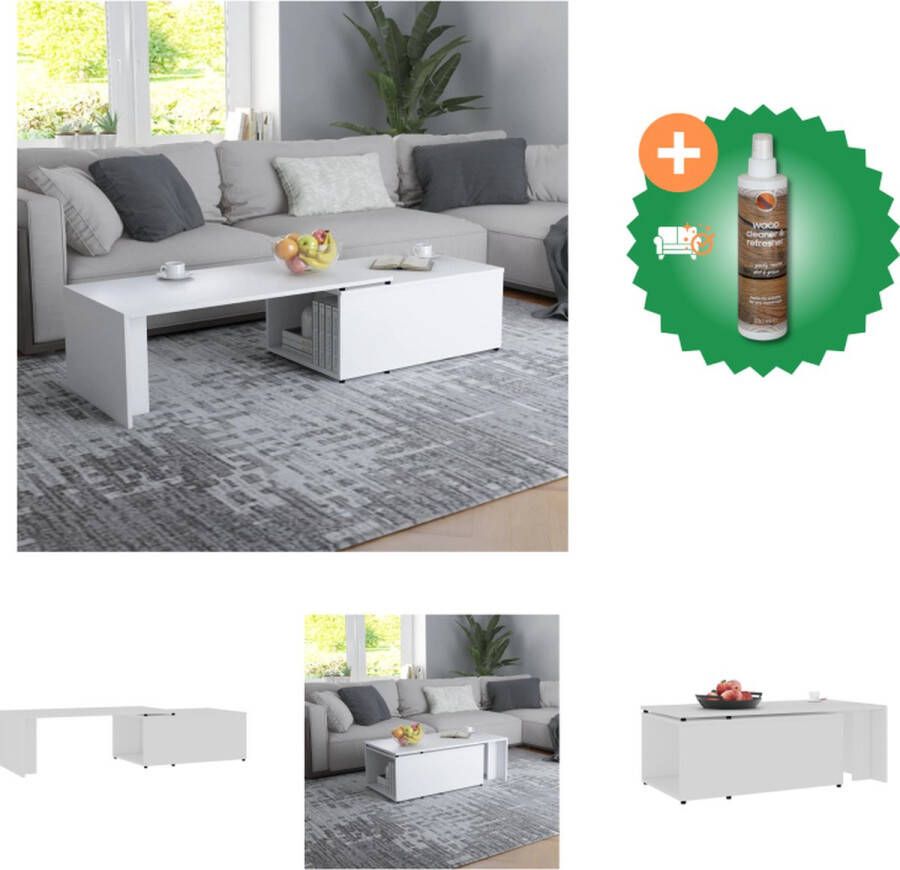 VidaXL Salontafel Wit Bewerkt Hout 150 x 50 x 35 cm Elegant design Tafel Inclusief Houtreiniger en verfrisser