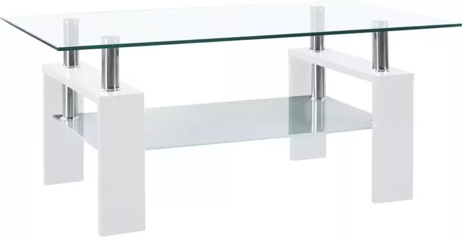 VidaXL Salontafel wit en transparant 95x55x40 cm gehard glas