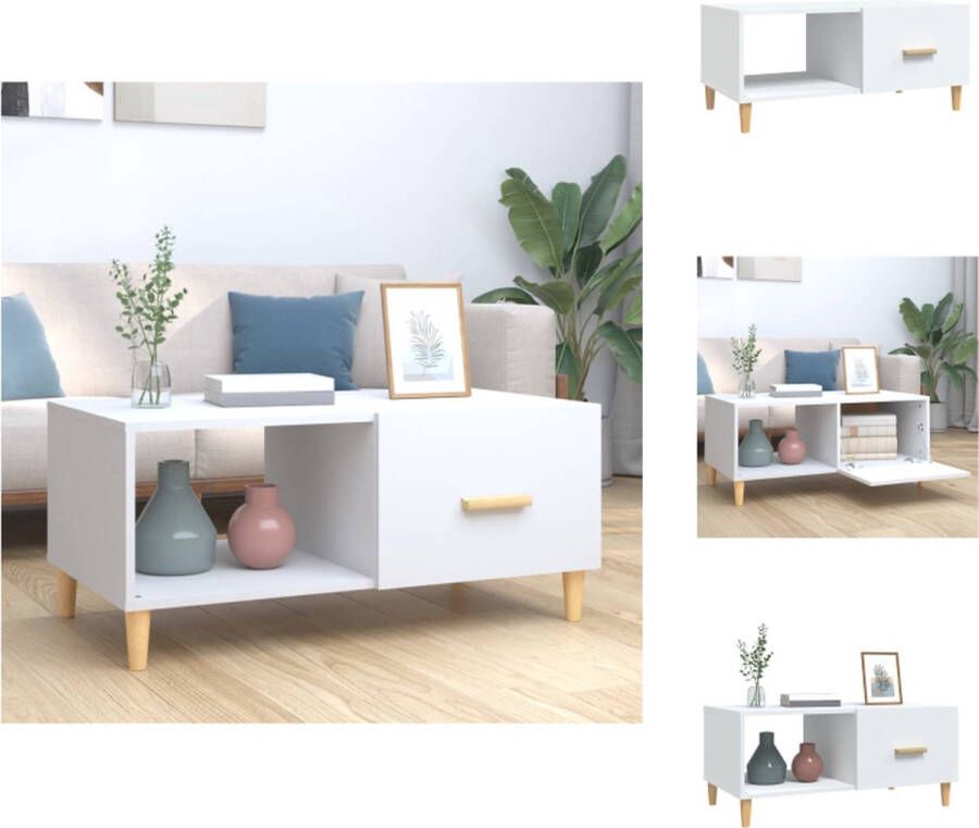 VidaXL Salontafel Salontafels Tafel Bijzettafel Salontafel 89-5x50x40 cm bewerkt hout wit