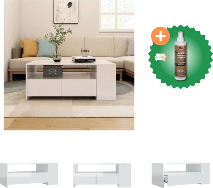 VidaXL Salontafel Wit Opbergruimte Multifunctioneel Bewerkt Hout 102x55x42 cm Tafel Inclusief Houtreiniger en verfrisser