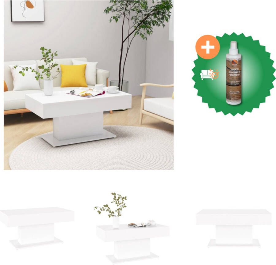 VidaXL Salontafel Wit Spaanplaat 96x50x45 cm Stabiel Duurzaam Tafel Inclusief Houtreiniger en verfrisser